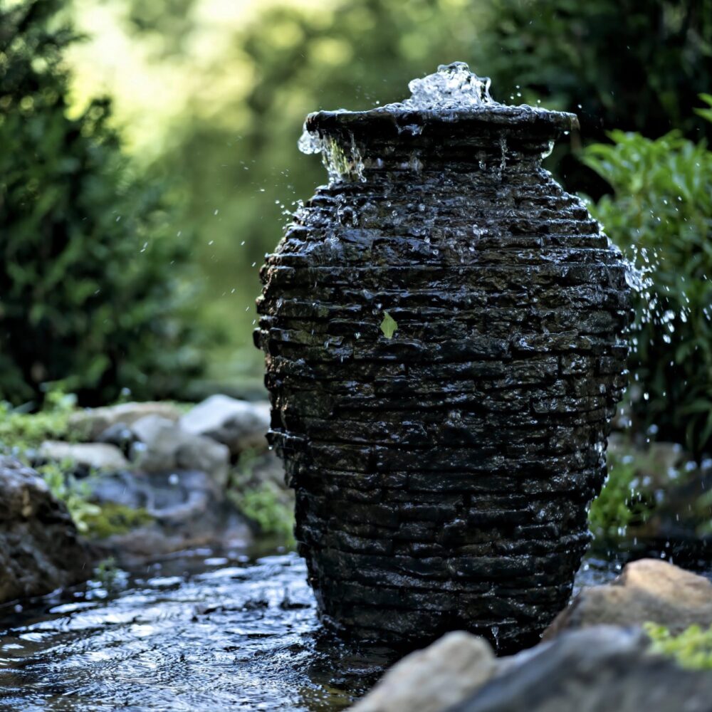 Aquascape Medium Stacked Slate Urn Landscape Fountain Kit